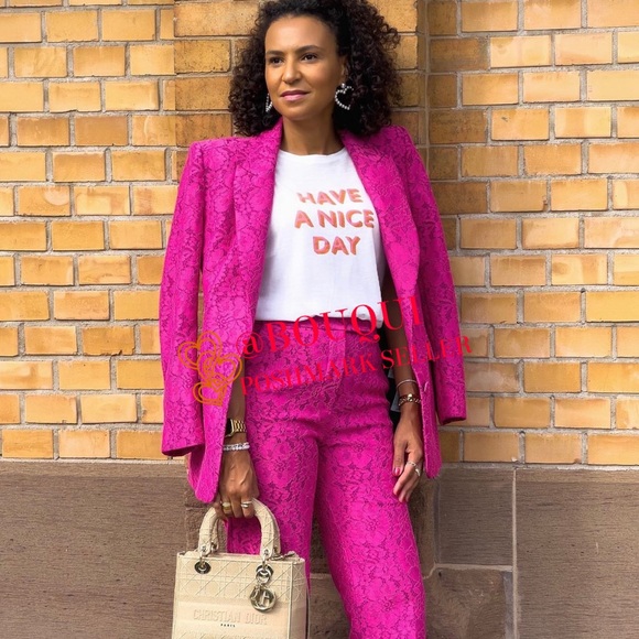 BLOGGERS FAV ZARA HIGH WAISTED PINK LACE PANTS - Picture 6 of 8